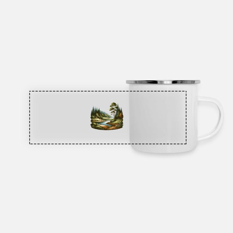 Paysage - Illustration - Mug panoramique émaillé - blanc