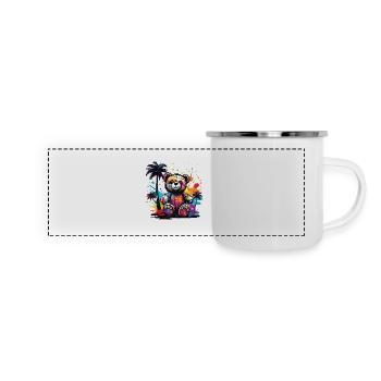 Teddybär / Kuscheltier / Stofftier / Geschenkidee - Panorama Emaille-Tasse - Weiß - Vorne
