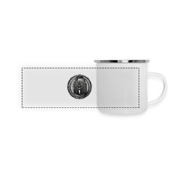 Umhängeschloss / Schlüssel / Herzschloss /Motiv - Panorama Emaille-Tasse - Weiß - Vorne