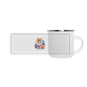 Perserkatze Wasserfarben - Panorama Emaille-Tasse - Weiß - Vorne