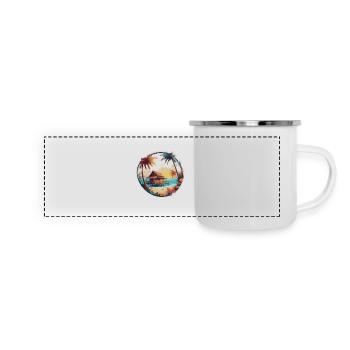 Lakeside House / Cabin / Lake / Mountains / Nature /Forest - Panoramic Camper Mug - white - Front