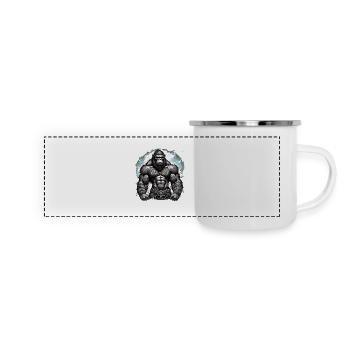 Tattoo / Tier / Kunst / cool / Comic / Gorilla - Panorama Emaille-Tasse - Weiß - Vorne