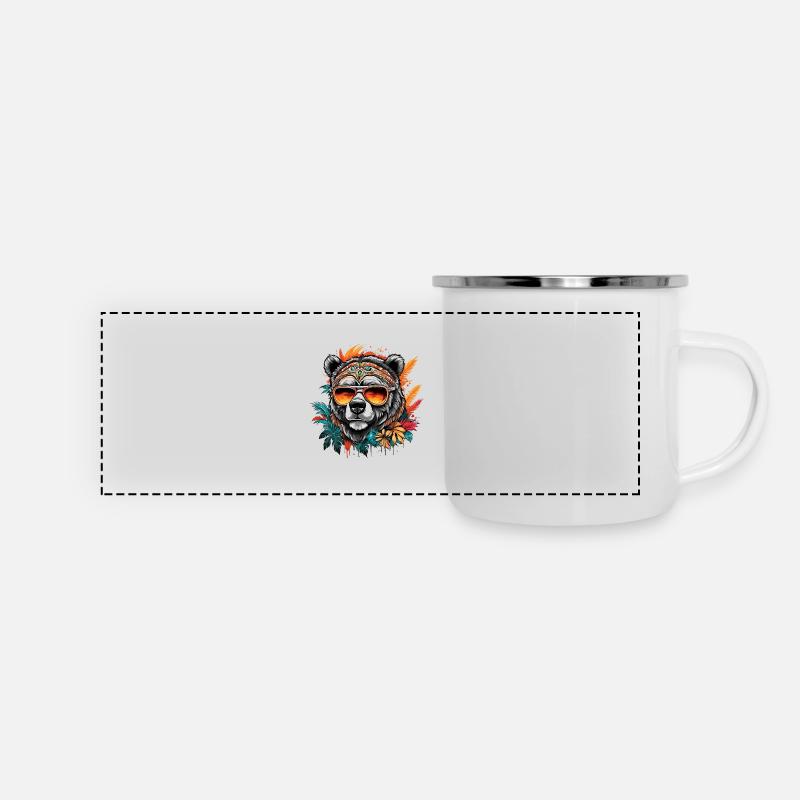 Tattoo / Animal / Art / Cool / Comic / Bear - Panoramic Camper Mug - white