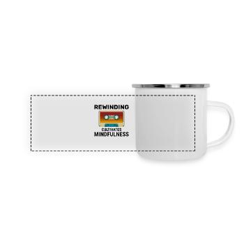 Kassette Tape Zurückspulen 80er Nostalgie Retro 1980er Jahre - Panorama Emaille-Tasse - Weiß - Vorne