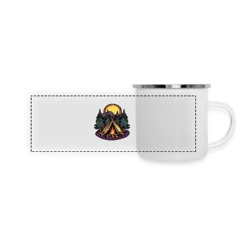 Tente de camping forêt - Mug panoramique émaillé - blanc - Devant