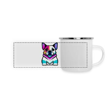 Chien carlin abstrait - Mug panoramique émaillé - blanc - Devant