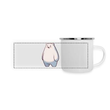 Süßer Eisbär Cartoon Glücklich Entspannt - Panorama Emaille-Tasse - Weiß - Vorne