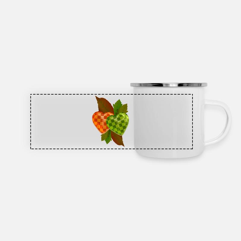 Checkered heart - Panoramic Camper Mug - white