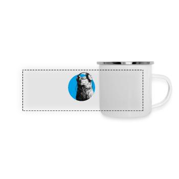 put your record on - Panorama Emaille-Tasse - Weiß - Vorne