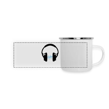 Kopfhörer - Panorama Emaille-Tasse - Weiß - Vorne