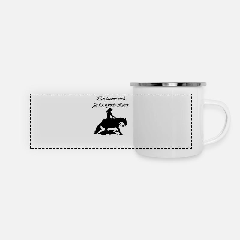 I Brake for English riders riders saying - Panoramic Camper Mug - white