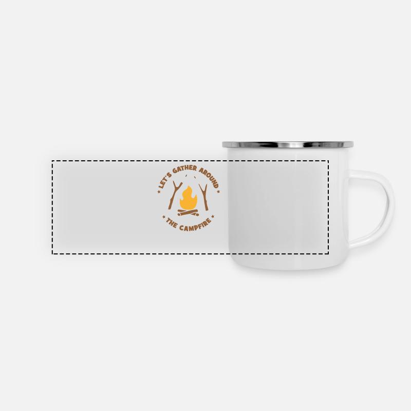 Lagerfeuer - Panorama Emaille-Tasse - Weiß
