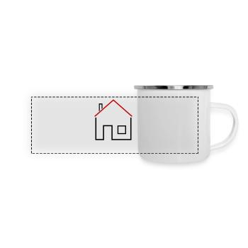 Haus - Panorama Emaille-Tasse - Weiß - Vorne