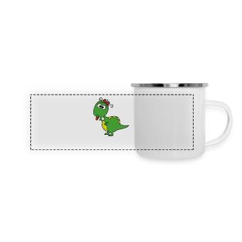 Dino - Panorama Emaille-Tasse - Weiß - Vorne