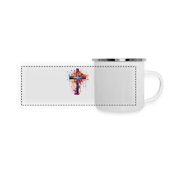 Croix pour les chrétiens et le christianisme orthodoxe - Mug panoramique émaillé - blanc - Devant