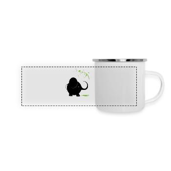 Schwarzer Elefant mit grüner Farbe - Panorama Emaille-Tasse - Weiß - Vorne