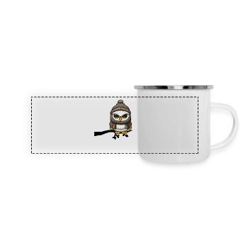 Branche de la chouette d’hiver - Mug panoramique émaillé - blanc - Devant