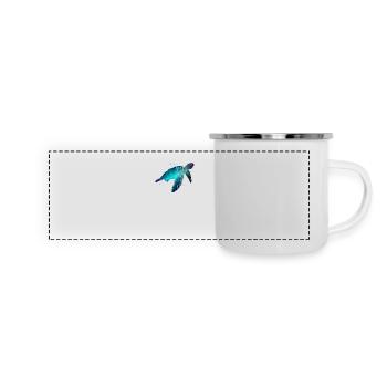 Tortue avec des étoiles - Mug panoramique émaillé - blanc - Devant