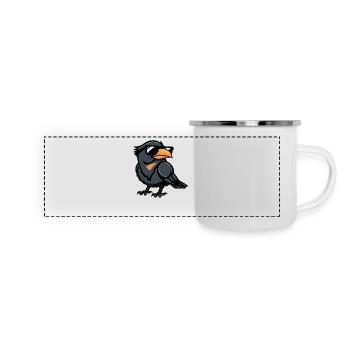 Rabe Krähe Comic Cool - Panorama Emaille-Tasse - Weiß - Vorne