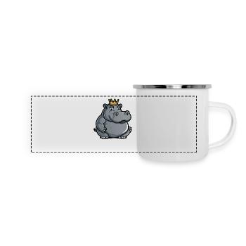 Hippopotame Cartoon Couronne - Mug panoramique émaillé - blanc - Devant