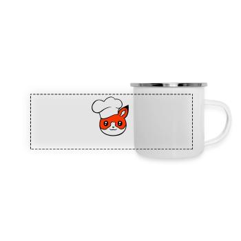Fuchs Kochmütze Chefkoch Kochen Restaurant Küche - Panorama Emaille-Tasse - Weiß - Vorne