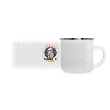 Astronaut mit Teddybär - Panorama Emaille-Tasse - Weiß - Vorne