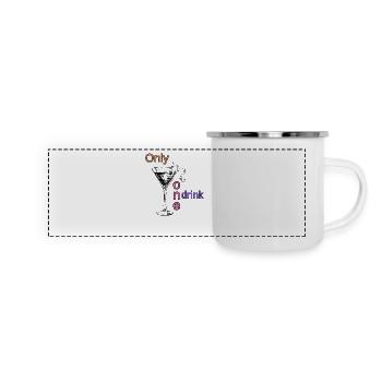 Online one drink Mädelsabend - Panorama Emaille-Tasse - Weiß - Vorne