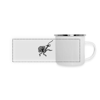 Oktopus Angelhaken Angler Am Haken Kampf Gefangen - Panorama Emaille-Tasse - Weiß - Vorne