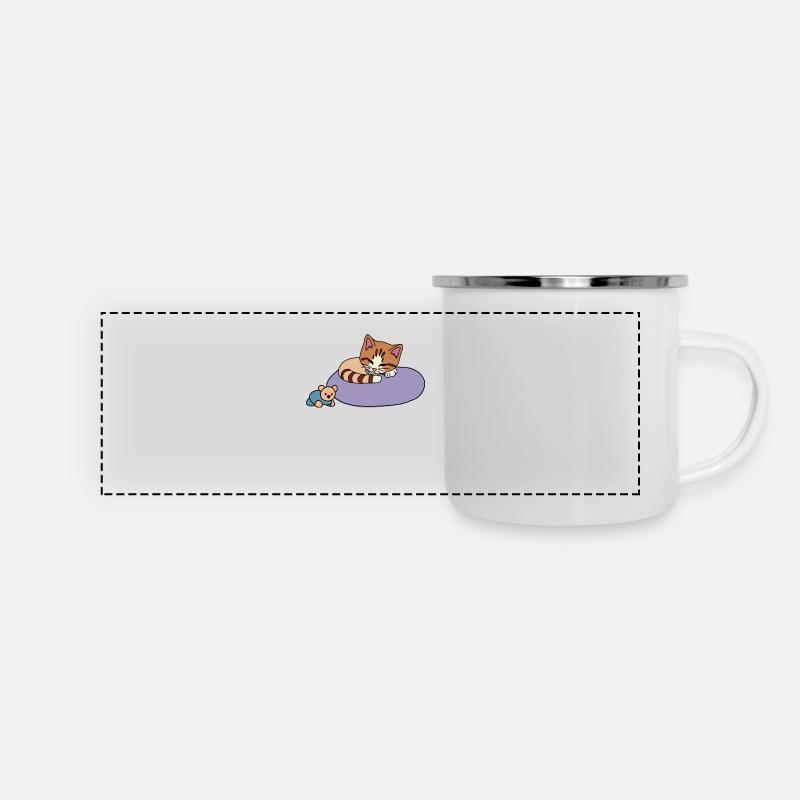 Katze - Panorama Emaille-Tasse - Weiß