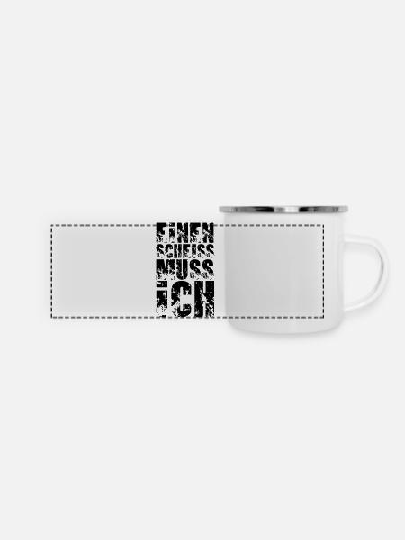 einen scheiss muss ich - Panorama Emaille-Tasse - Weiß