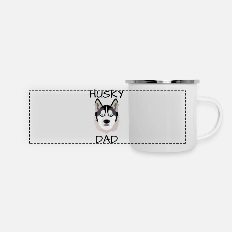 Husky Dad - Panorama Emaille-Tasse - Weiß