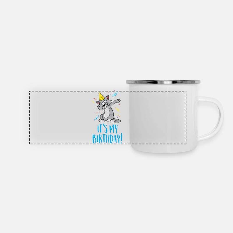 Es ist mein Geburtstag - Panorama Emaille-Tasse - Weiß