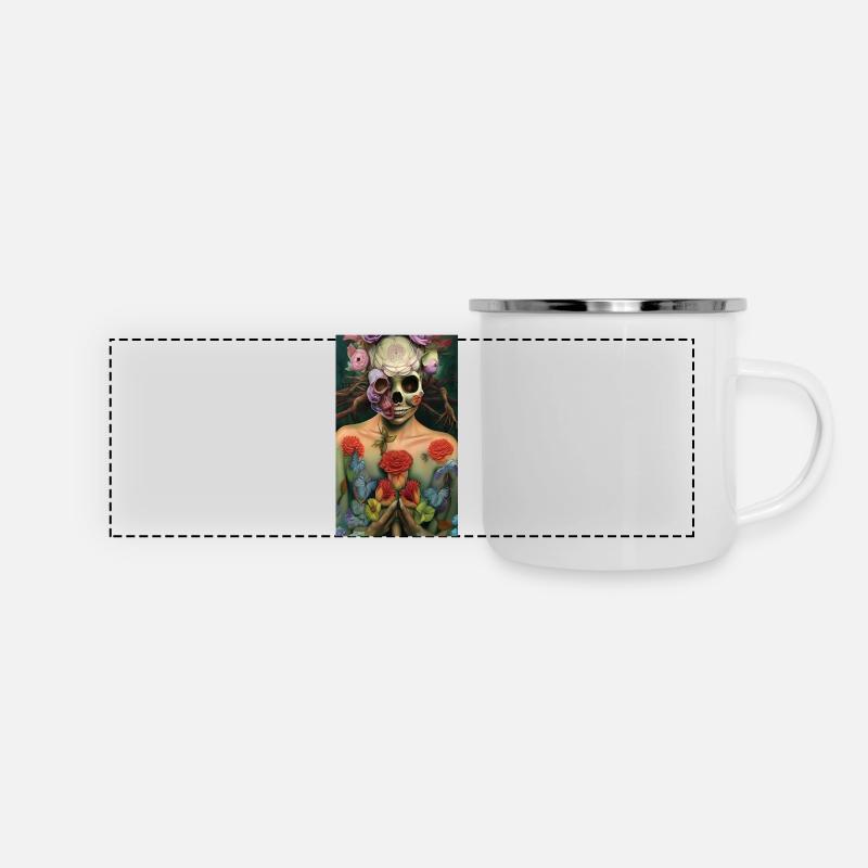 Beautiful fantasy Skull - Panoramic Camper Mug - white