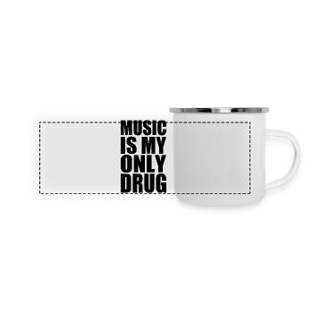 music is my only drug - Panorama Emaille-Tasse - Weiß - Vorne