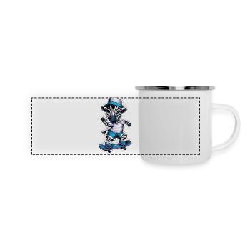 Zebra auf Skateboard Skater Skateboarding für - Panorama Emaille-Tasse - Weiß - Vorne