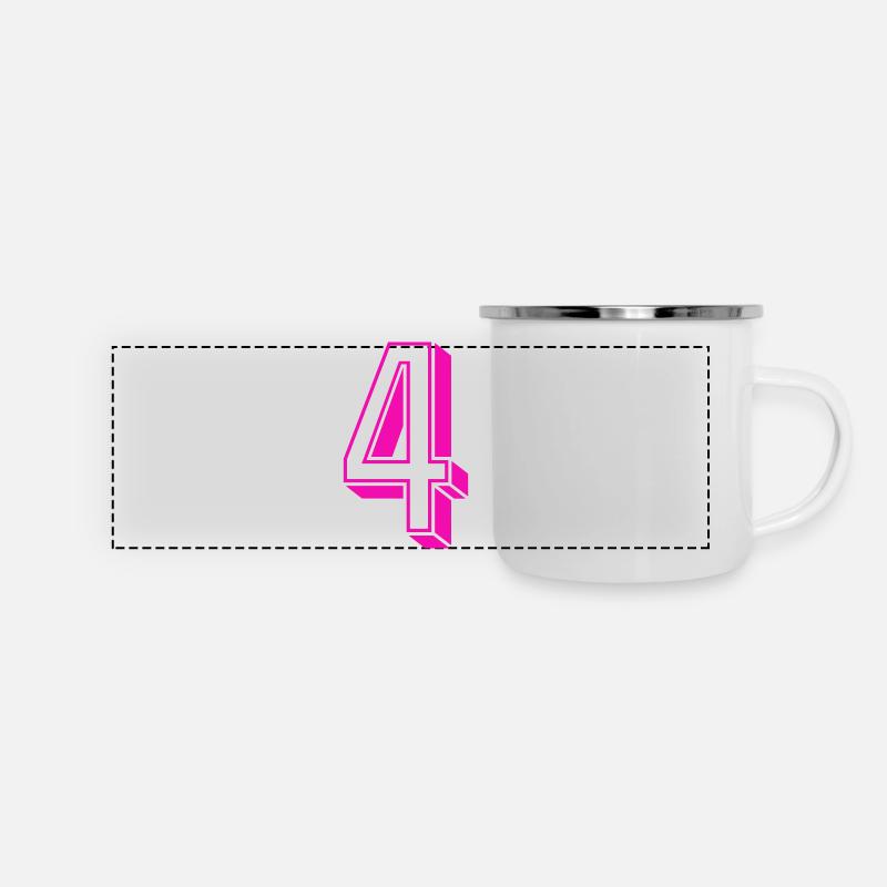 Zahl vier - Nummer 4 pink Mädchen Trikotnummer - Panorama Emaille-Tasse - Weiß