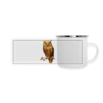 Eule - Panorama Emaille-Tasse - Weiß - Vorne