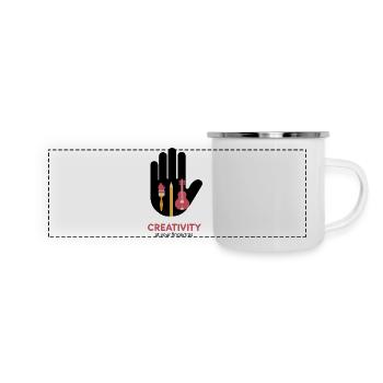 KREATIVITÄT AUF KNOPFDRUCK - Panorama Emaille-Tasse - Weiß - Vorne