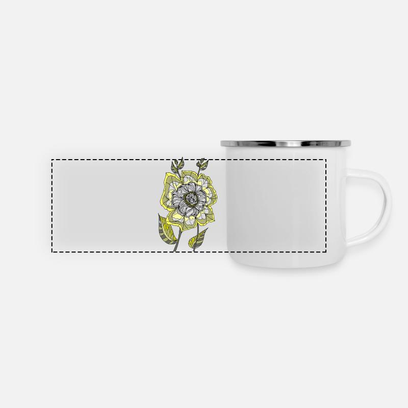 Abstract Rose in Yellow and Grey Tones - Panoramic Camper Mug - white