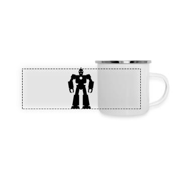 Roboter – KI Technik Sci-Fi Nerd Design - Panorama Emaille-Tasse - Weiß - Vorne