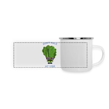 Don't Kale My Vibe Lustiges Veggie-Wortspiel - Panorama Emaille-Tasse - Weiß - Vorne