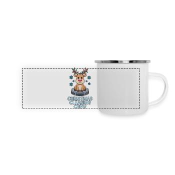 Christmas Cleaning Crew Putztrupp - Panorama Emaille-Tasse - Weiß - Vorne