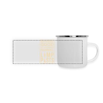 Normal an Laternen aussehen | Geocaching Humor - Panorama Emaille-Tasse - Weiß - Vorne