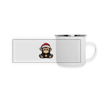 Singe Noël Mignon - Mug panoramique émaillé - blanc - Devant