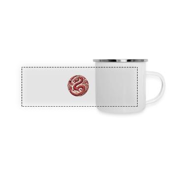 Vietnamesisches Neujahrs-Drachen-Abzeichen - Panorama Emaille-Tasse - Weiß - Vorne