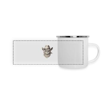 Cowboy chat illustration design - Mug panoramique émaillé - blanc - Devant