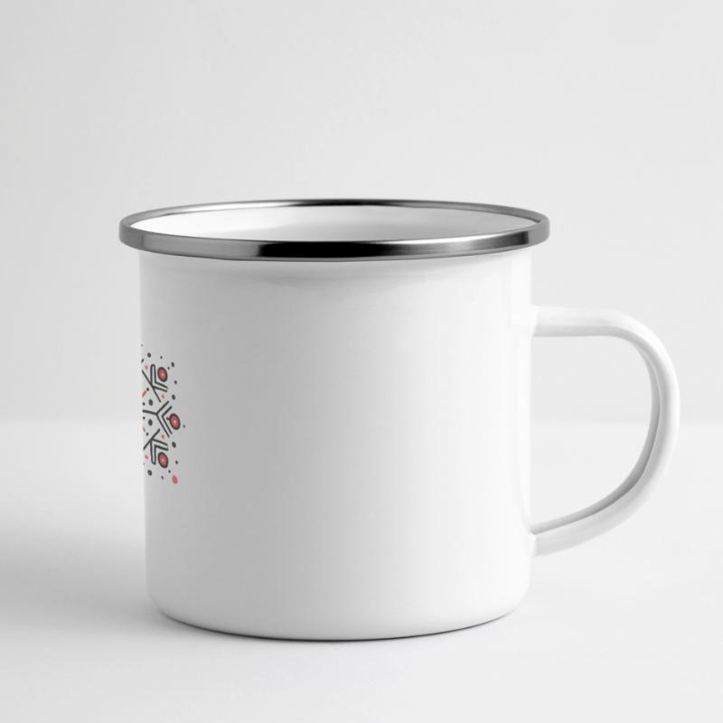 Conception élégante de l’insigne de flocon de neige rouge Mug panoramique émaillé
