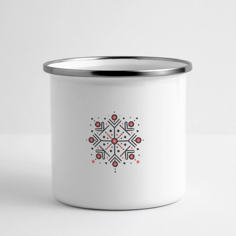 Conception élégante de l’insigne de flocon de neige rouge Mug panoramique émaillé