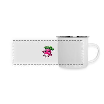 Happy Cartoon Radish Character - Panoramic Camper Mug - white - Front