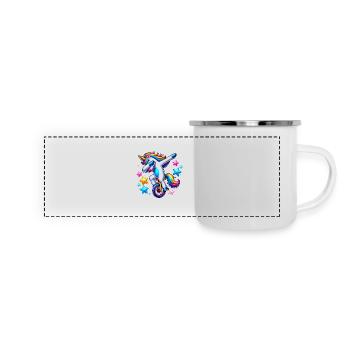 Dabbing Licorne sur la conception d’un monocycle - Mug panoramique émaillé - blanc - Devant